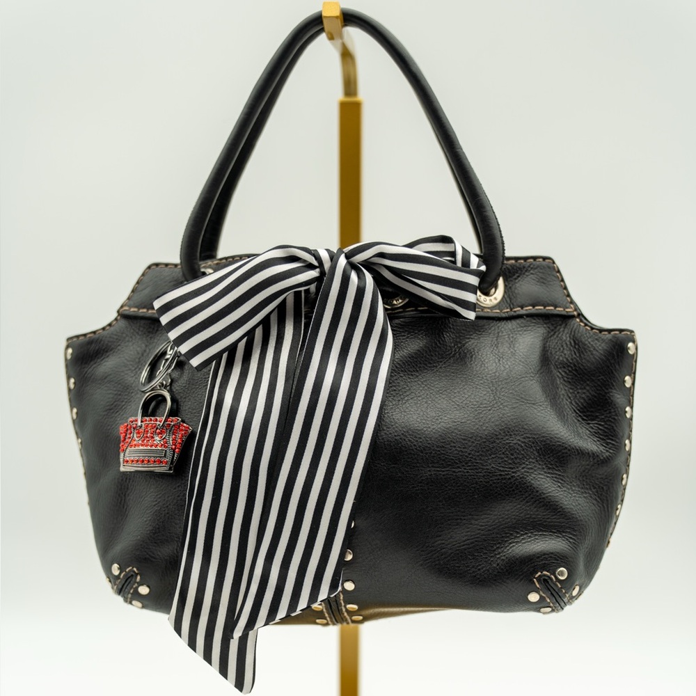 VTG Michael Kors Black Leather Top Handle Studded Mini  Bag